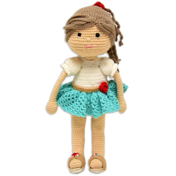 Happy Threads Handmade Crocheted Love Katie Doll (17 inches) – Multicolour | Crochet Toys | Child Safe | for Babies 6 Months & Above | Dolls for Boys/Girls| For Birthday Gift | Decorative Items for Room