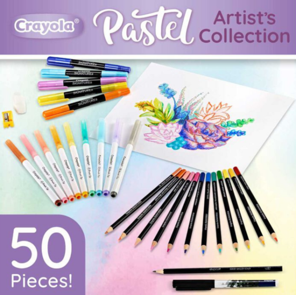 Crayola Pastel Artist Collection Kit | This ideal starter art set for beginners, also works great as an add-on to current color collections | Wonderful for birthdays and holidays, these art supplies are safe and nontoxic for ages, 8 & up.