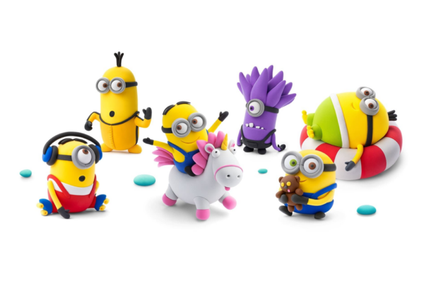 Hey Clay – Minions Bob & Tim Colourful modelling air-dry clay, 5 cans with fun interactive app for kids 3 years +