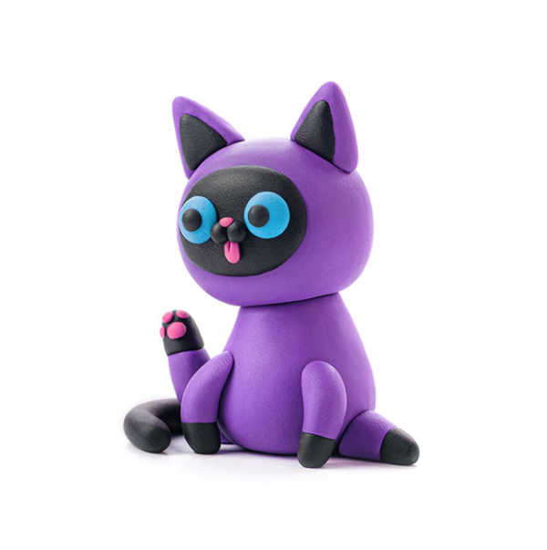 Hey Clay – Fluffy Pets SIAMESE CAT Colourful modelling air-dry clay, 3 cans with fun interactive app for kids 3 years +